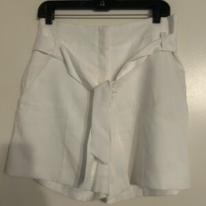 New York & Company 7th Ave White High-Waist Tie-Front Women's Shorts